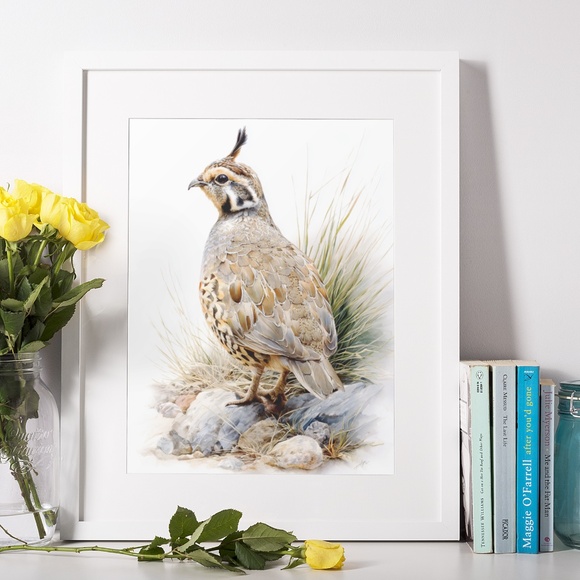 Watercolor Quail Wall Art Print, Unframed - Vibrant Nature-Inspired Home Decor - Picture 6 of 6